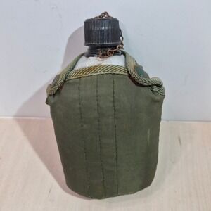 Vintage Military Style Canteen Water Bottle with Cover Metal Camping Hiking